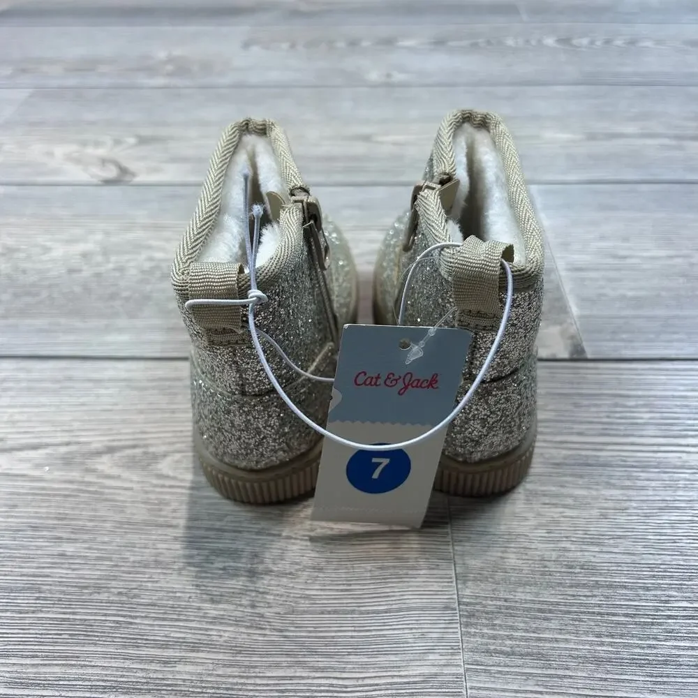 Cat & Jack Toddler Arlo Booties Gold Size 7 NWT